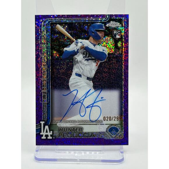 2025 Topps Chrome Hunter Feduccia Rookie Purple Speckle Auto 20/299 Dodgers RC - Picture 1 of 2